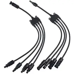 Solar Photovoltaic Panel Adaptor Cable - Five-Way Y-Type Connector for Parallel Battery Connection (1Pair 4 in 1 adapter)