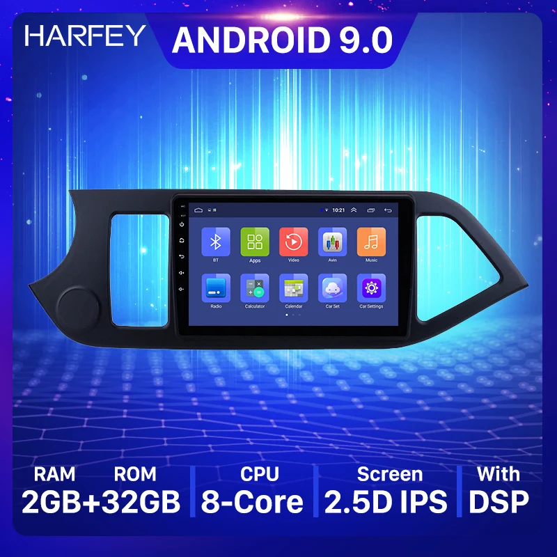 Автомагнитола Harfey с GPS мультимедийный плеер 9 дюймов Android 0 для 2011 2012 2013 2014 KIA PICANTO