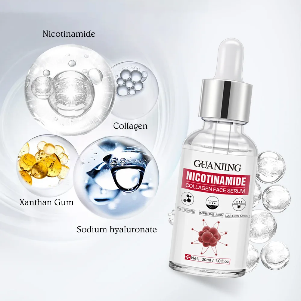 Nicotinamide Жидкая Сыворотка для отбеливания кожи, уменьшает меланин для лица, темное, женское, гиалуроновая кислота, увлажняющая эссенция 30 мл