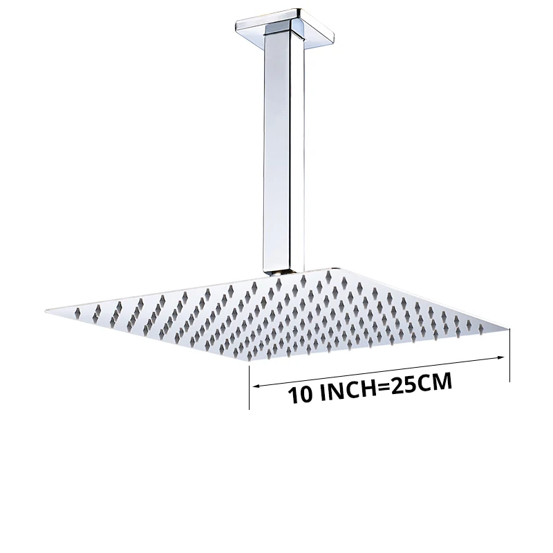 Хромированная полировка " /10"/1" квадратная насадка для душа Ванная комната ультратонкая дождевая душевая головка с душевой рукояткой кран аксессуары - Цвет: 10inch shower set B