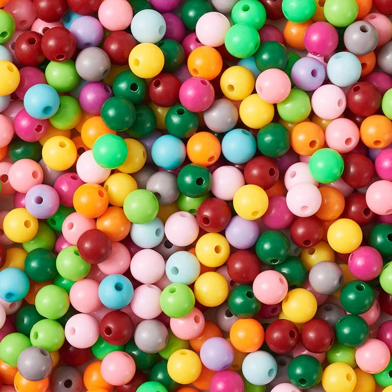 

500g 6/10/12/14mm Mixed Color Acrylic Beads Loose Round Beads DIY Material for Jewelry Making DIY Accessories Colorful