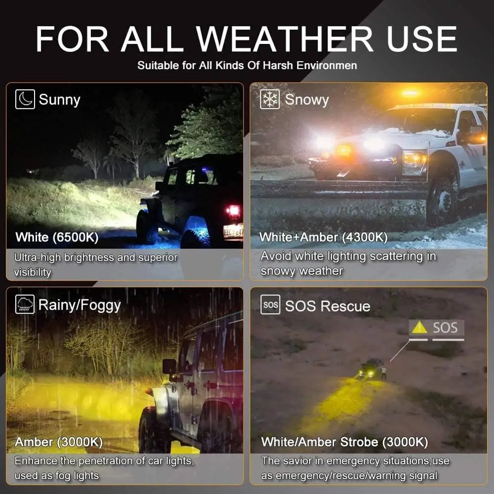NAO светодиодный светильник 12 в 24 2 цвета 6 ing Strobe Modes 4x4 аксессуары для внедорожников