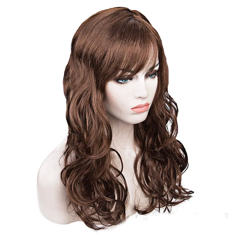 Women Lady Carnival Long Wave Curly Hair Wig Cosplay Dress Up Accessories European Amecian Roll Wigs Cap For Birthday Party