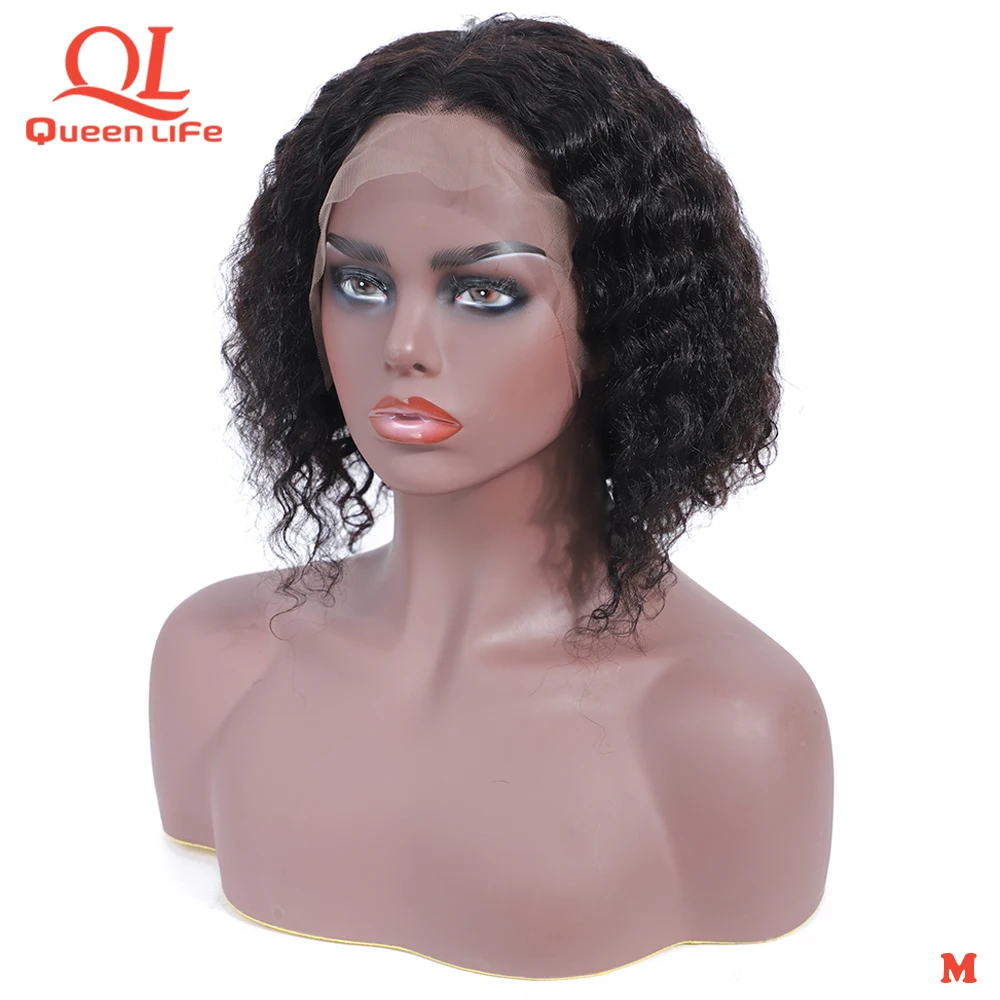 

Queenlfe Deep Wave Lace Front Human Hair Wig 150% Density Remy Hair 13x4 lace Brazilian Short Bob Wigs for black woman