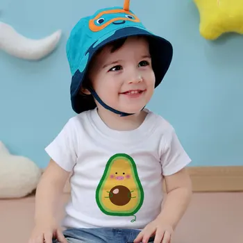 

Casual Style Boys T Shirts Cute Girls Clothes Avocado Two Brothers Pattern Vogue Toddler Tshirt Funny Round Neck Korean Design