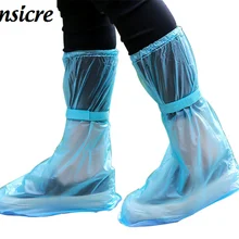 Insicre/многоразовые Нескользящие непромокаемые сапоги до колена; утолщенные ремни; водонепроницаемая обувь; обувь для путешествий на плоской подошве; нескользящая прозрачная обувь