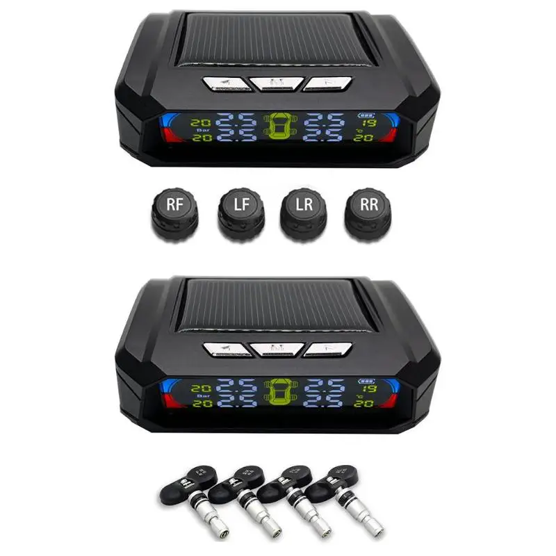 AN-06A Солнечный ЖК-дисплей автомобиля TPMS система контроля давления в шинах с 4 датчиками комплексное значение стабильности мониторинга