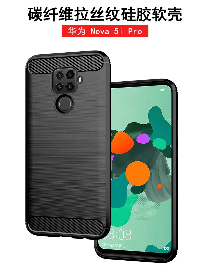 Чехол для huawei Nova 5i PRO, мягкий чехол из углеродного волокна для телефона Nova 5 5i, противоударный бампер, полная защита, силиконовый чехол