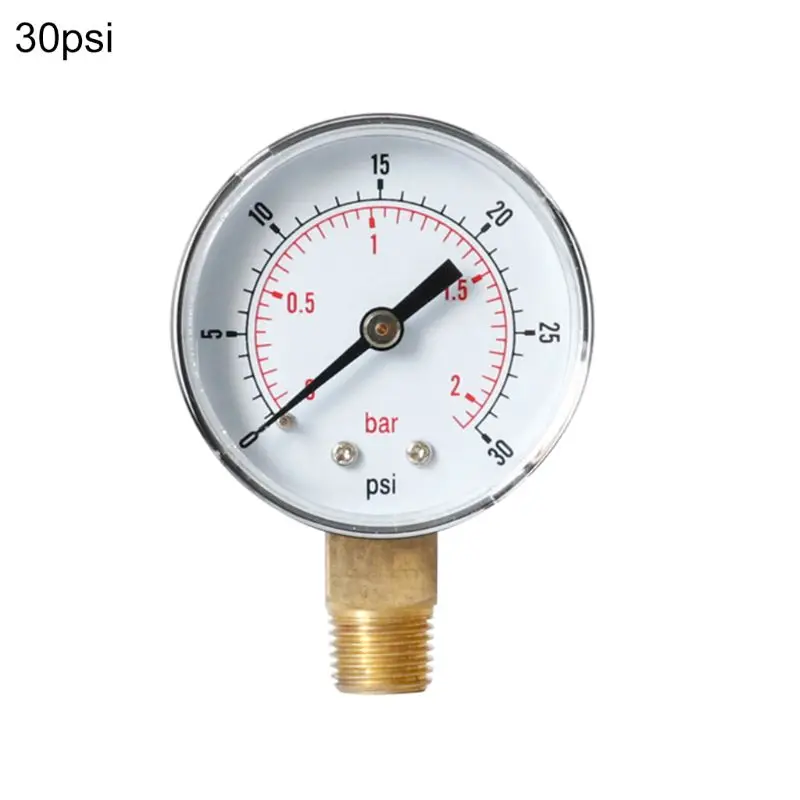 Манометр 52 мм Циферблат 1/" BSPT вертикальный 0/15, 30,60, 100160300 PSI& бар нижнее Крепление