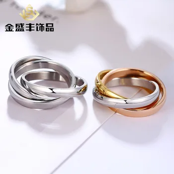 

Jewelry ring plain face fashion three ring three color female ring ring titanium steel r-054