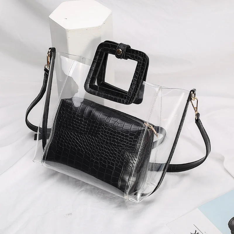 

2019 New Fashion Jelly bags lady Transparent Luxury Brand Clear PVC Handbagss Summer Beach s For Bolsa Feminina