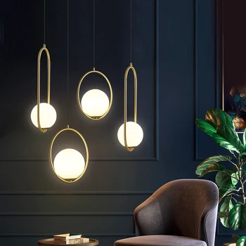 

Nordic Chandelier Minimalist Art LED Chandeliers Hang Glass Ball Living Room Bedroom Restaurant Bar Home Lighting