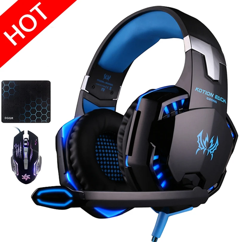 Online KOTION JEDER G2000 G9000 Gamer Gaming Beste Tiefe Bass Kopfhörer Stereo Headset PC Für Computer Spiel Kopfhörer Mit Mic LED lichter