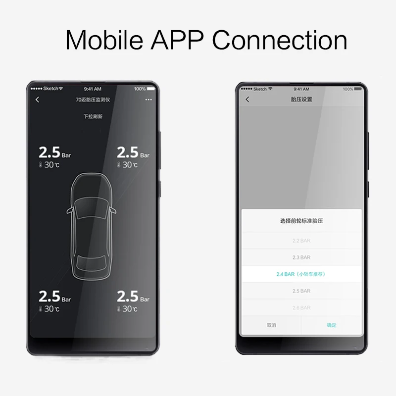 XIAOMI TPMS 70mai Тестер давления в шинах монитор Солнечная энергия 70 Mai приложение ЖК-дисплей Автомобильная охранная сигнализация давление в шинах