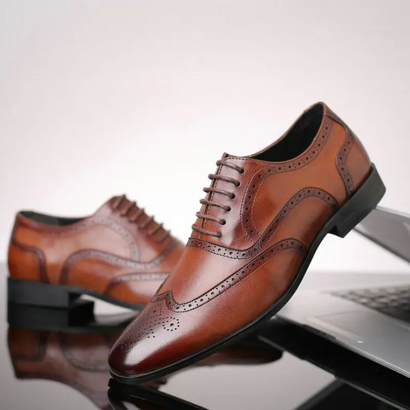 Men Formal Shoes fashion Oxford Shoes Men's retro business shoes Men Dress Large size
