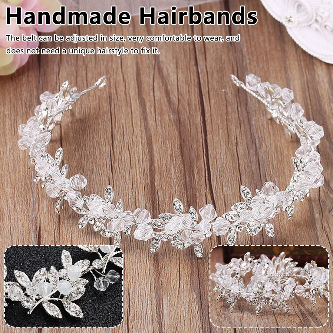 

Women Flexible Tiara Hairpieces Elegant Handmade Pearls Crystal Beads Headbands Wedding Bride Hair Jewelry Accessories
