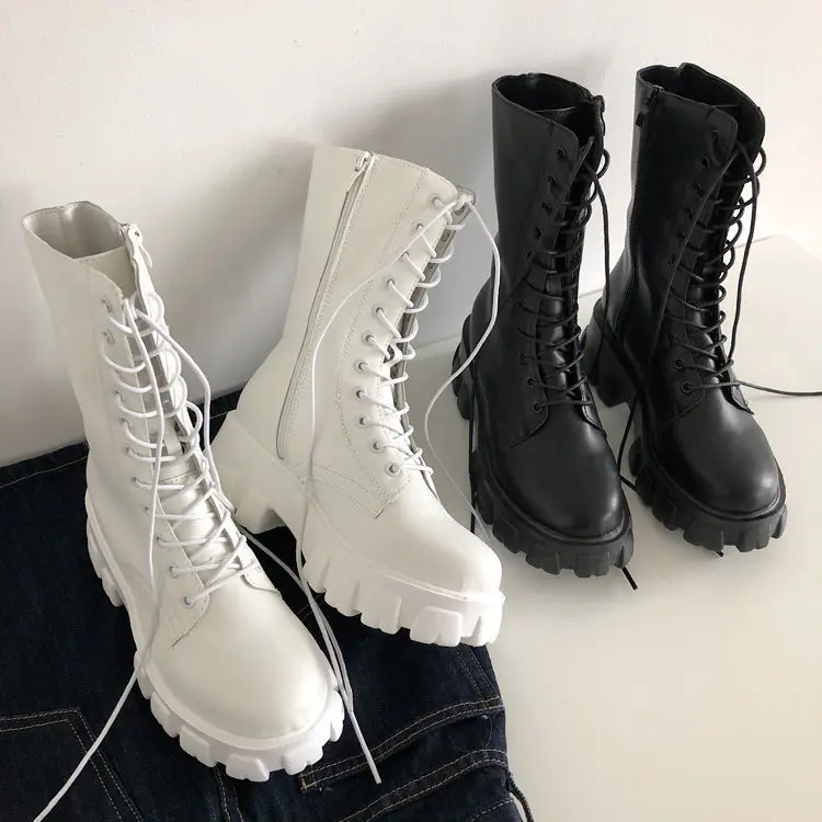 Rubber Lace Up Boots