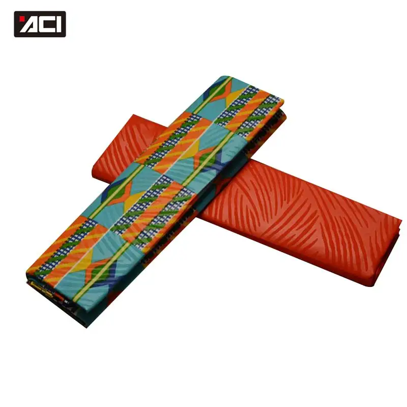 ACI Горячая Анкара ткань Африканский настоящий воск принт Гана Kente Ткань 2 ярдов+ 2 ярдов тиснение африканская ткань Анкара простое окрашивание
