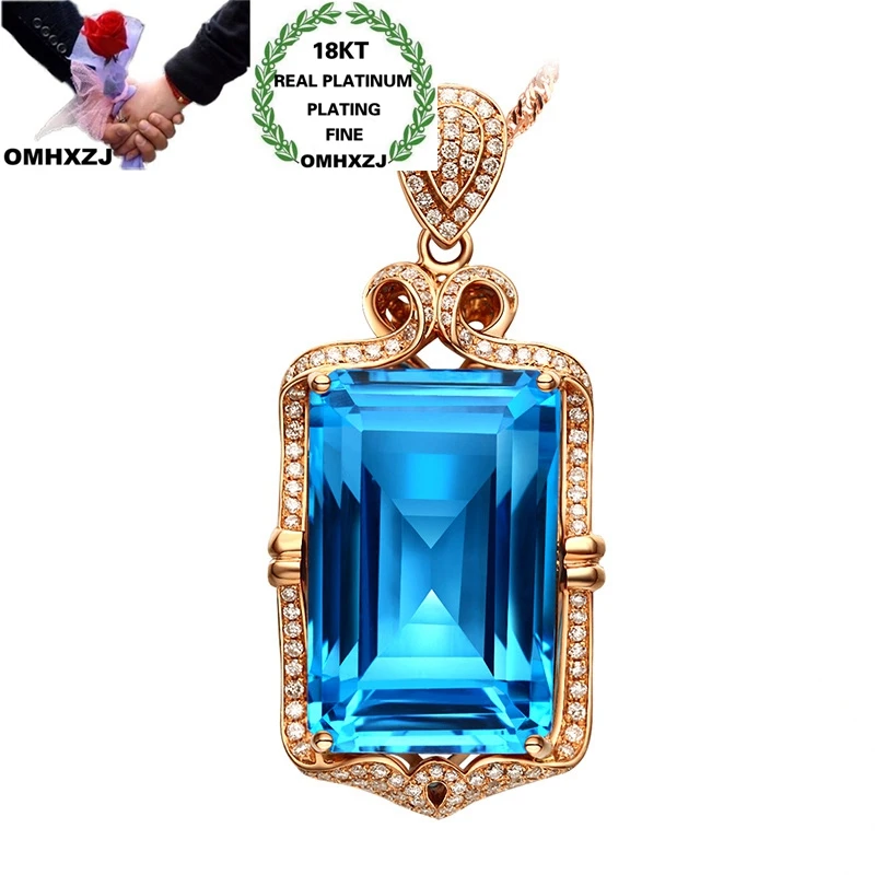 OMHXZJ Wholesale CA478 European Fashion Woman Party Birthday Wedding Gift Rectangle Zircon 18KT Rose White Gold Pendant Charm | Украшения и