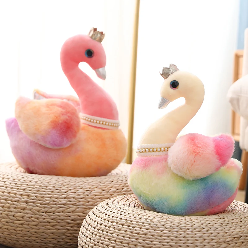 Colorful Plush Flamingo Toy Stuffed Cute Swan with Crown Soft Doll Baby Kids Toys Wedding Gift for Friends | Игрушки и хобби