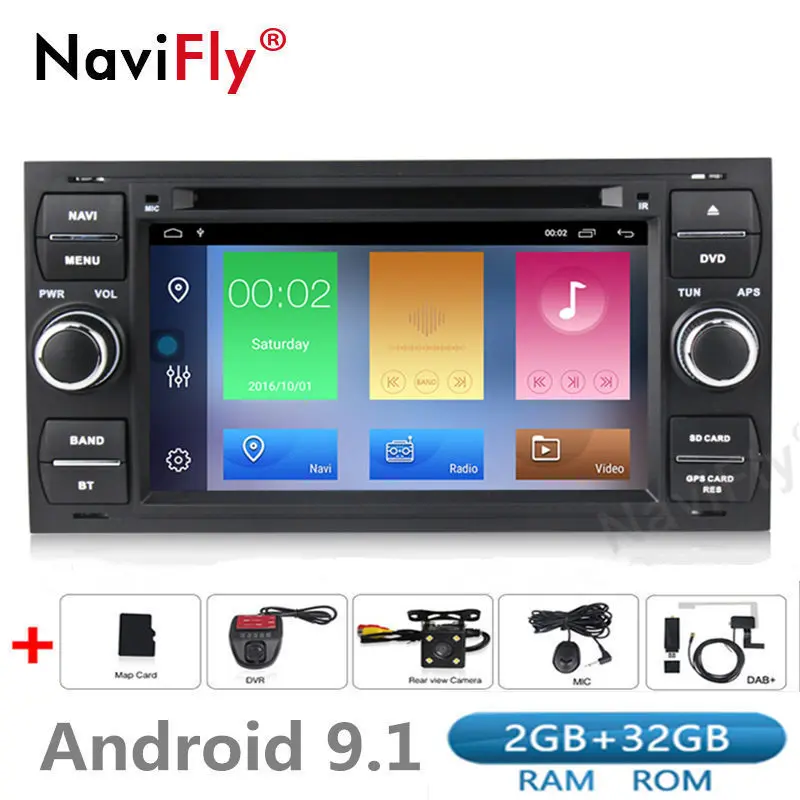 dvd camera DVR DAB B 2din Android 9,1 Автомобильный dvd Радио aduio плеер gps Navi для Ford Focus 2 Mondeo S C Max Fiesta Galaxy подключения фокуса - Цвет: dvd camera DVR DAB B