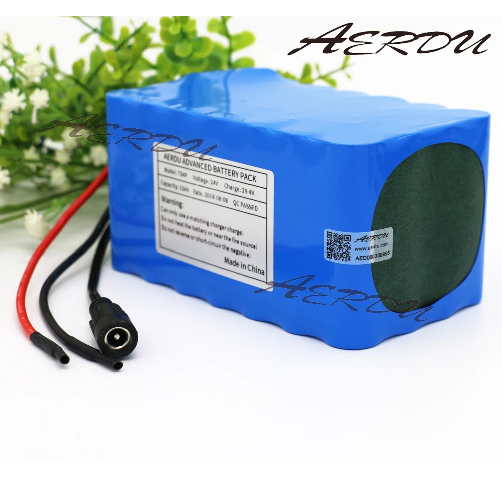 AERDU 7S4P 10Ah 18650 24V 25,9 V 29,4 V литиевый аккумулятор для электровелосипеда, одноколесного велосипеда, электровелосипеда, литий-ионные батареи, встроенные 15A BMS