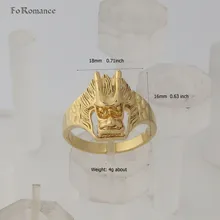 Foromans/желтое золото накладное кольцо GP DRAGON FACE традиционная