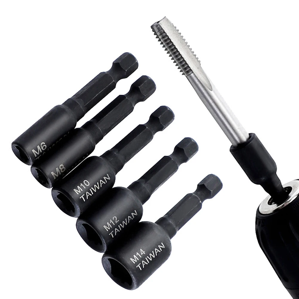 

8 Pcs Socket Adapter Alloy Steel Collet Wrench Kit 1/4 Inch Shank Hex Shank Driver Tap Adapter M4-M16 Machine Tap Se26