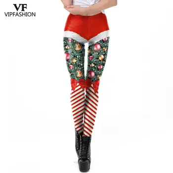 

VIP FASHION Christmas Belt Leggings Gift Autumn Winter Festival Legging Plus Size Women 3D Stripe Sexy High Waist Skinny Leggins