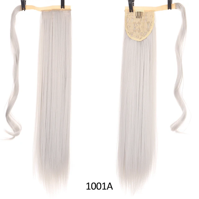 DIANQI Synthetic Corn Wavy Long Curly Ponytail Hairpiece Wrap on Clip Hair Extensions Black Pony Hair 1001A