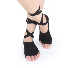 Женские носки для йоги, женские носки без пятки, на шнуровке, не скользящие, Пилатес, Барр, балет, женские носки для фитнеса и йоги 30LY26