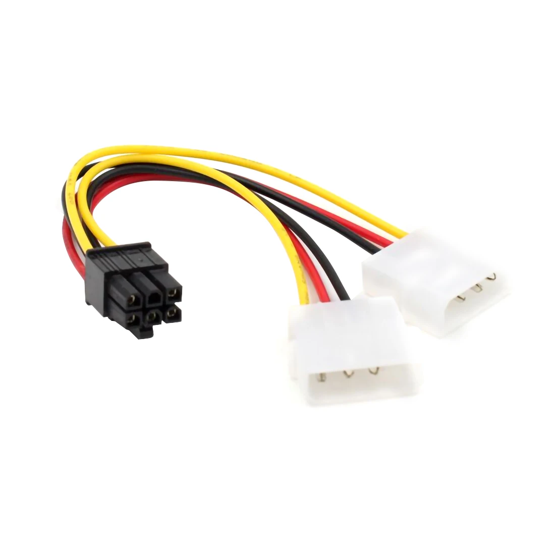 

18cm ATX IDE Dual 4 Pin 4P to 6 Pin PCI-Express PCIE 6P Graphic Video Card Power Converter Adapter Cable Y Splitter Cord