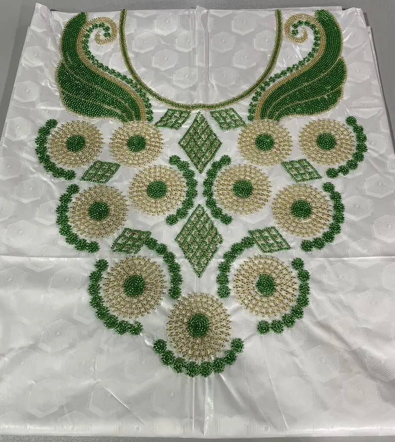 Newest Wholesale Africa High Quality Soft Bazin Riche Lace Fabrics Embroidery Heavy Stones 5 Yards Per/Set Sewing For Dress Wear