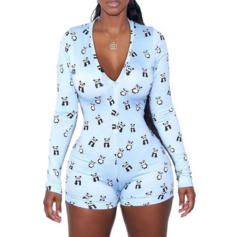 2020 Hot Sale Spring Womens Jumpsuit Cute Fashion Floral Long Sleeve Deep V Neck Bodycon Bodysuit Romper Shorts Pants |