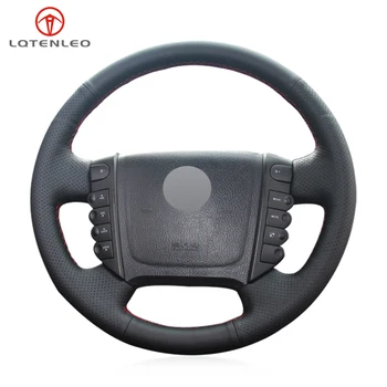 

LQTENLEO Black PU Artificial Leather DIY Hand Sew Car Steering Wheel Cover For Ssangyong Rexton Rexton W Rodius