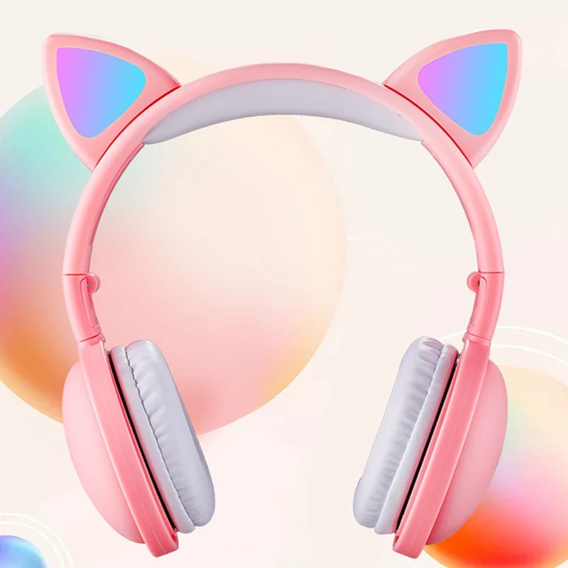 7Colors LED Light Cat Ear Headphones Bluetooth 5 0 Adults Kids Girl Headset With Mic For IOS Android