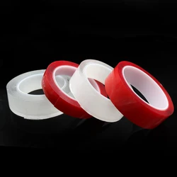 1pcs Magic Double Tape Transparent Sided Tape No Trace Reusable Waterproof Adhesive Strong Wall stickers Red Clear
