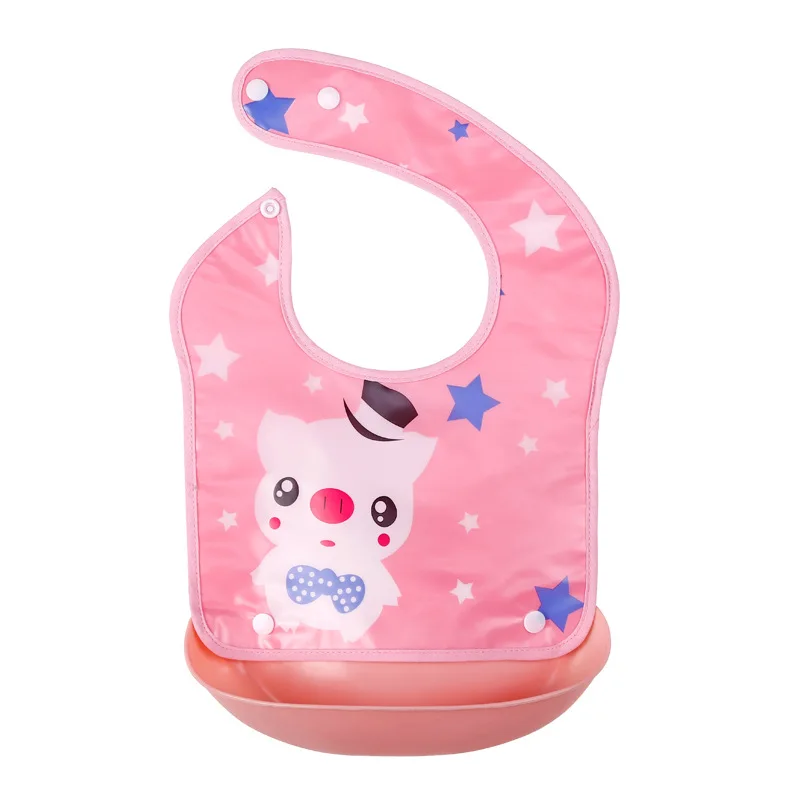 Pink Star Pig Детские нагрудники, мягкие, водонепроницаемые, съемные, регулируемые, с мультяшным животным, для малышей, с карманом, нагрудник, для младенцев, слюнявчик, инструмент для кормления, детские вещи - Цвет: Pink Star Pig
