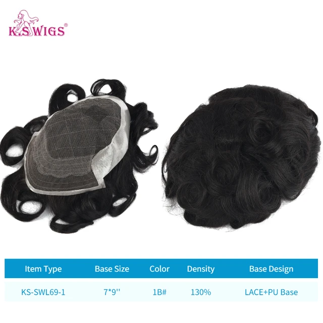Clearance Multiple Base Men's Wig Indian Human Hair Toupee Density Durable Capillary Prosthesis Hair Replacement Systems KS-SWL69-1-7X9