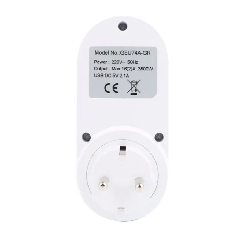 

EU Plug Countdown Timer Socket Smart Control Dual USB Ports 180° Rotation 8 Hour High Quality and Brand New