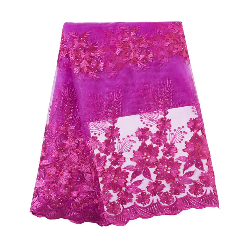 rose red Африканская кружевная ткань с блестками,, горячая Распродажа, блестящая ткань, высокое качество, тюль, блестки, кружевная ткань для вечера - Цвет: rose red