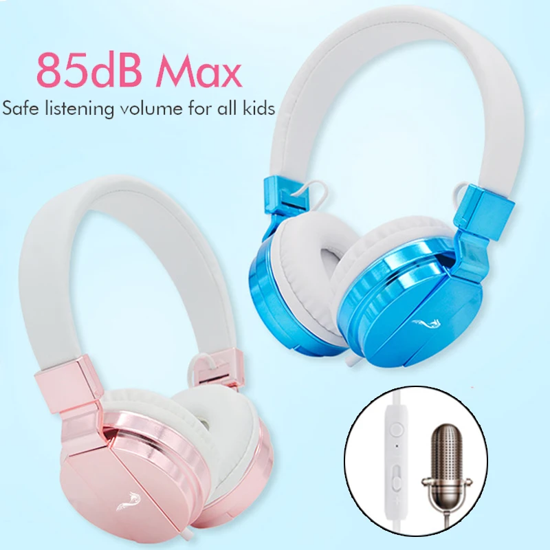 Kids Headphone Foldable Headset Safe Volume Learning Music Earphone with Microphone for Mobile Phone PC Boys Girls Gifts