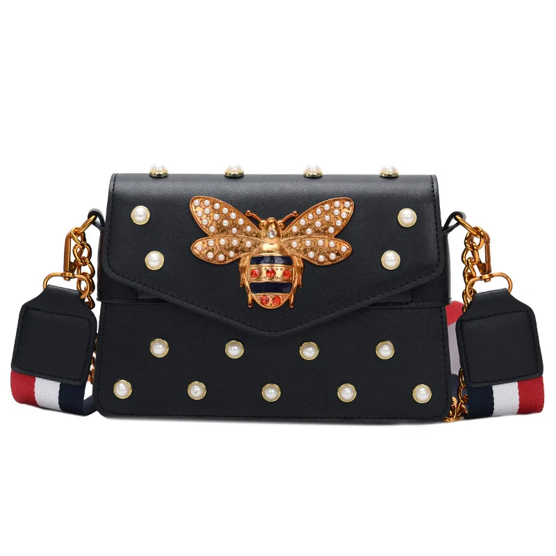 Red Leather Purse With Bumble Bee Embelishment