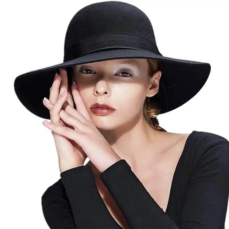 wide brim floppy wool hat