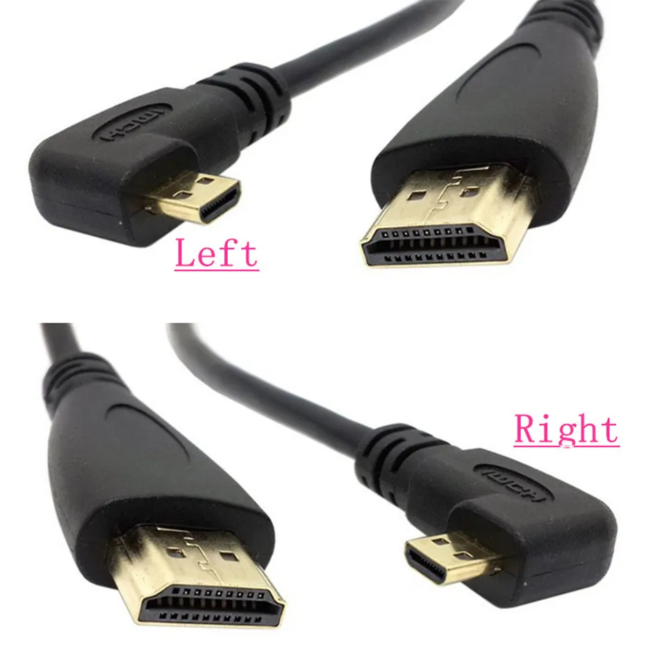Переходник с HDMI на правый и левый Угол Mini Micro штекер растягивающийся пружинный