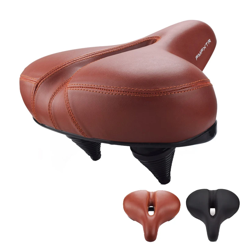 Men Women Bicycle Seat Big Butt Leather Cycling Saddle Mountain Bike Accessories Shock Absorber