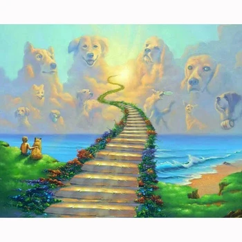 

DIY Painting By Numbers Dog Clouds Oil Coloring By Numbers Landscape Wall Art Canvas Picture Hand Painted Home Decoration Gift