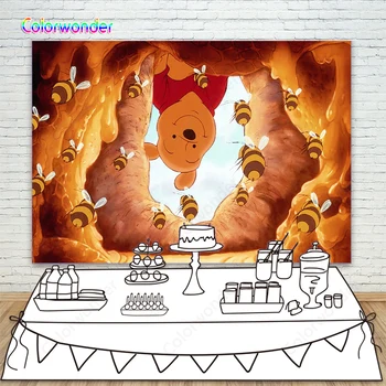 

Winnie Bear Baby Shower Decorations Banner Backdrops Photography Bee Beehive Funny Backgrounds For Kids Birthday Party Supplies