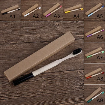 

Eco Friendly Bamboo Toothbrush Medium hard Bristles round wooden handle Biodegradable Oral Care Adults Toothbrushes pack