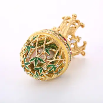 

Golden Faberge-Egg Hand Painted Jewelry Trinket Box Gift for Easter Home Decor N0HE